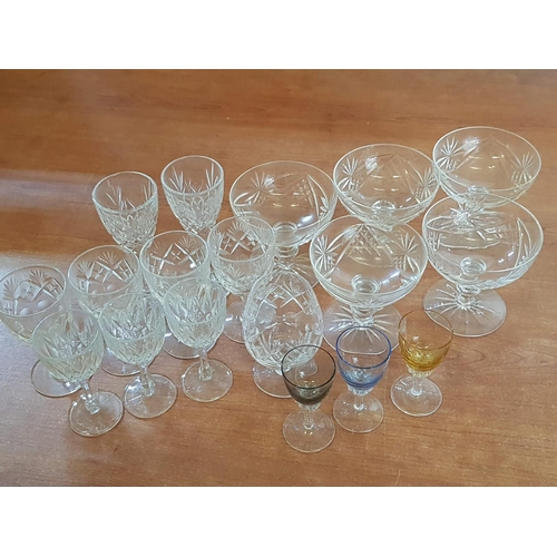 370 - Large Collection of Assorted Crystal Glasses inc; Champagne, Sherry, Brandy (18pcs)