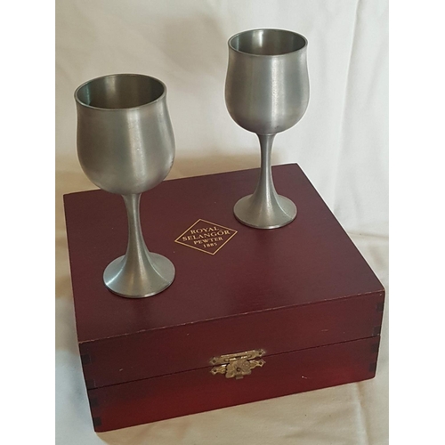 381 - Pair of Vintage Style Pewter Wine Goblets; 