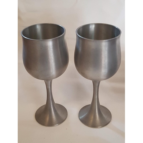 381 - Pair of Vintage Style Pewter Wine Goblets; 