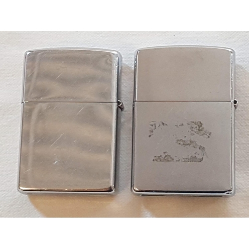 89 - 2 x Original, Made in USA Zippo Lighters with Egyptian Pattern and Sailing Ship George Stage Engrave... 