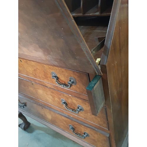 94 - Vintage Queen Anne Style Bureau with 3 - Drawers Bellow A Fall Front with a Fitted Pigeon Hole Inter... 