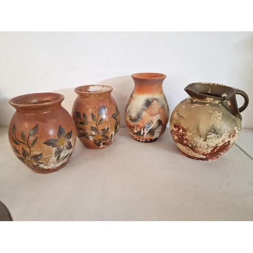 135 - Collection of 4 x Vintage Pots / Vases with Floral Decoration, (Tallest Approx. H: 22cm), (4)