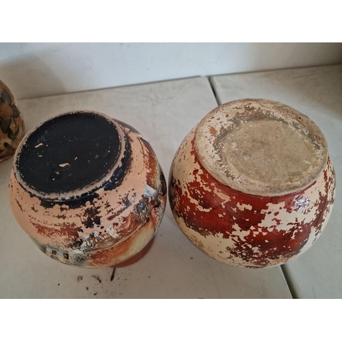 135 - Collection of 4 x Vintage Pots / Vases with Floral Decoration, (Tallest Approx. H: 22cm), (4)