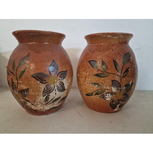 135 - Collection of 4 x Vintage Pots / Vases with Floral Decoration, (Tallest Approx. H: 22cm), (4)