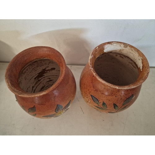 135 - Collection of 4 x Vintage Pots / Vases with Floral Decoration, (Tallest Approx. H: 22cm), (4)