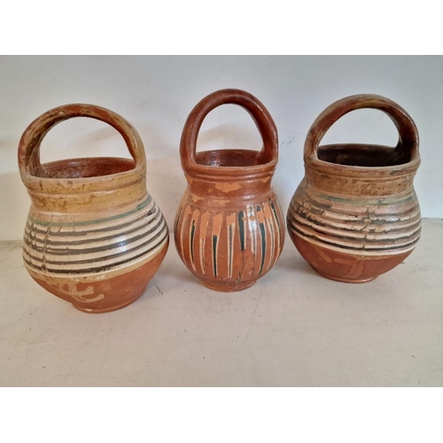 136 - Set of 3 x Antique Handled Pots of Bulgarian Origin, (Approx. H: 25cm)