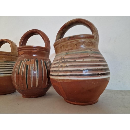 136 - Set of 3 x Antique Handled Pots of Bulgarian Origin, (Approx. H: 25cm)