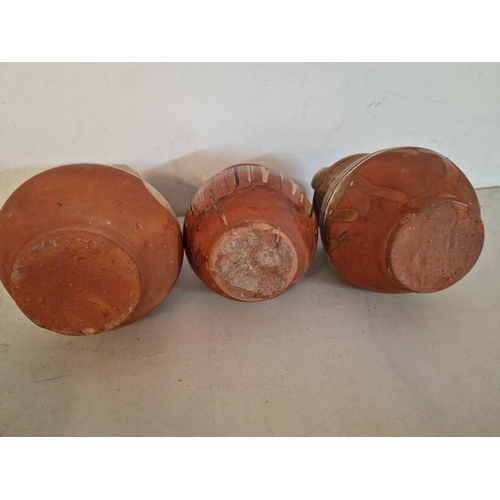 136 - Set of 3 x Antique Handled Pots of Bulgarian Origin, (Approx. H: 25cm)