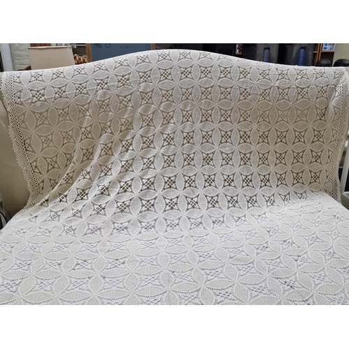 140 - Very Large Handmade Lefkara Style Lace Tablecloth / Decorative Bed Cover, (Approx. 350 x 180cm)