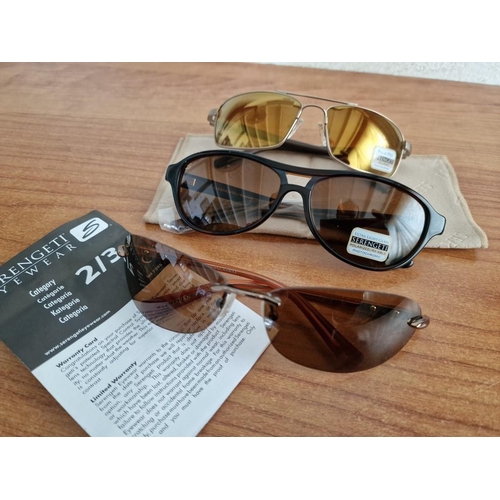 89 - 3 x Pairs of Serengeti Sunglasses, Unused, Nb. No Boxes (3)