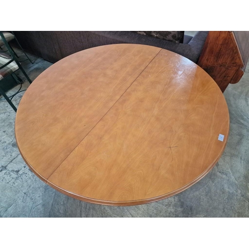 156 - Light Wood Round Extendable Pedestal Dining Table, (Approx. Ø: 120cm, Extension: 40cm)