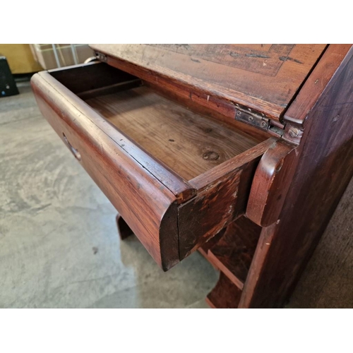 159 - Antique Solid Wood Ladies Writing Desk / Bureau with Bookcase Over, (Approx. 60 x 32 x 125cm)