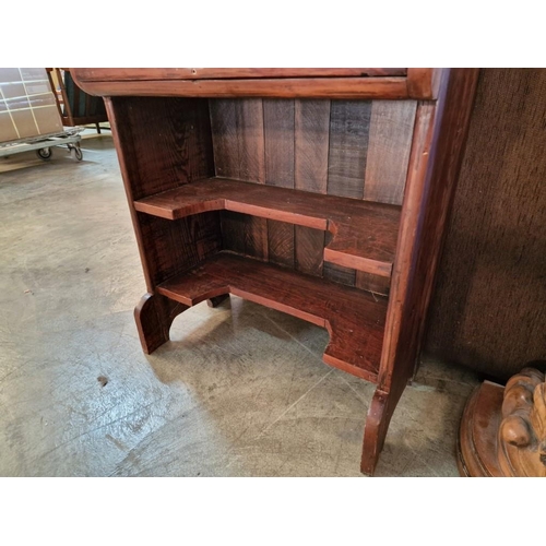 159 - Antique Solid Wood Ladies Writing Desk / Bureau with Bookcase Over, (Approx. 60 x 32 x 125cm)