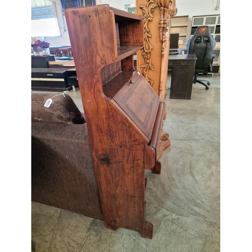 159 - Antique Solid Wood Ladies Writing Desk / Bureau with Bookcase Over, (Approx. 60 x 32 x 125cm)