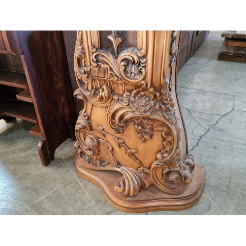 160 - Italian Rococo Grandfather Clock Carved from Limewood with a Kieninger German Mechanical 3-Weight Mo... 