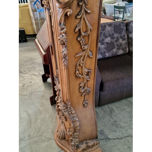 160 - Italian Rococo Grandfather Clock Carved from Limewood with a Kieninger German Mechanical 3-Weight Mo... 