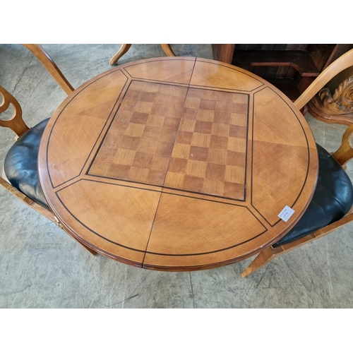 161 - Classical Style Round Games Table with Turned Pedestal Leg, Folding Top with Revolving Board and Che... 