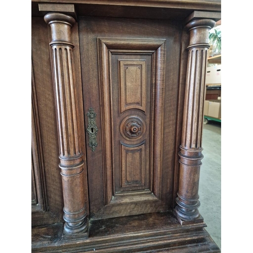 115 - Antique Swiss Oak Sideboard / Buffet Unit with 3-Drawers Over 3-Cupboards with Carved Panels and Bun... 