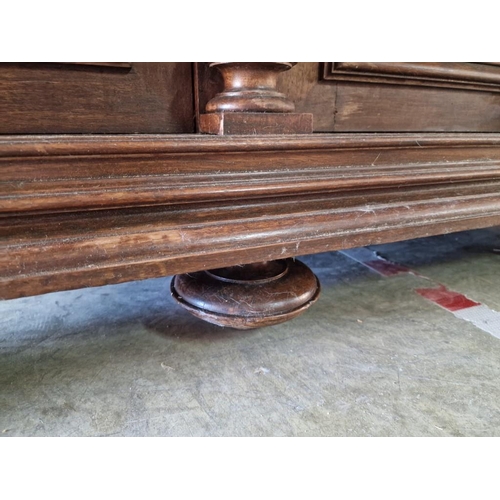 115 - Antique Swiss Oak Sideboard / Buffet Unit with 3-Drawers Over 3-Cupboards with Carved Panels and Bun... 