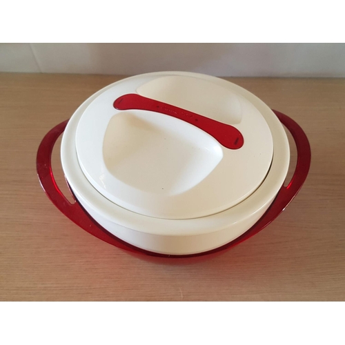 170 - Set of 2 x Red and White Thermal Hot / Gold Serving Bowls with Lids