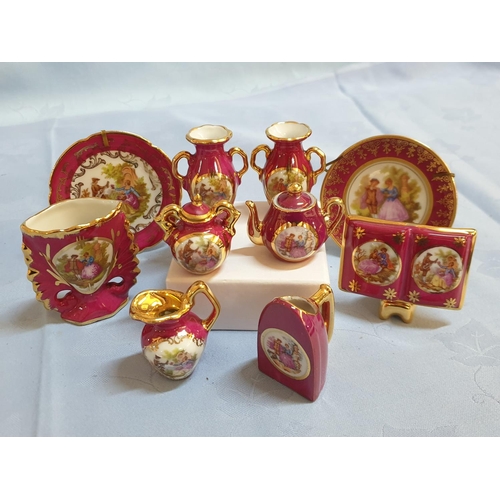 70 - Collection of Limoges Porcelain Miniatures (Vases, Pot, Jus, Plates and Others), (10pcs)