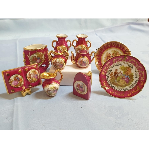 70 - Collection of Limoges Porcelain Miniatures (Vases, Pot, Jus, Plates and Others), (10pcs)