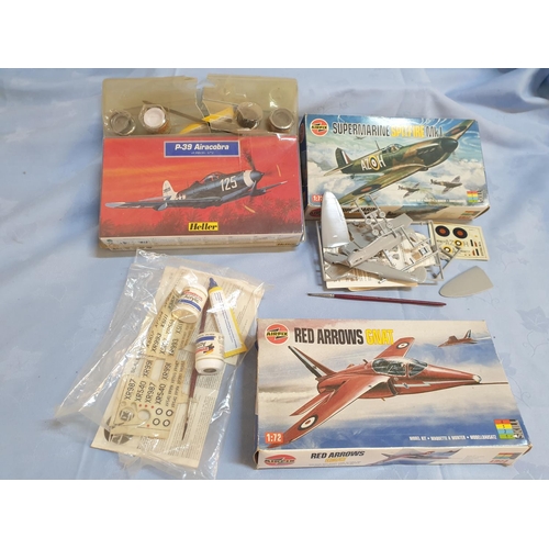 79 - 3 x Model Aircraft Kits. A/F Missing Plane Parts (Red Arrows).