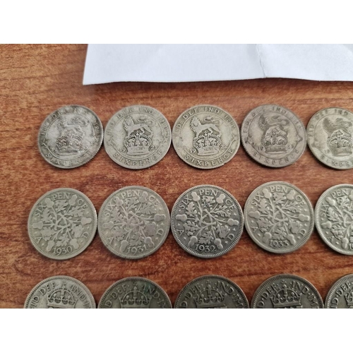 76 - British Coin Collection. Set of Sixpence Coins, Consecutive Date Run from 1920 to 1967 (Last Year of... 