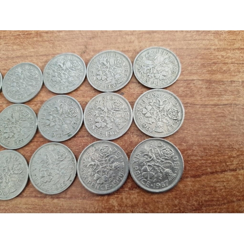 76B - British Coin Collection. Set of Queen Elizabeth II Sixpence Coins, Consecutive Date Run from 1953 (C... 