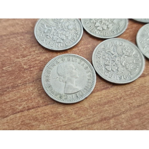 76B - British Coin Collection. Set of Queen Elizabeth II Sixpence Coins, Consecutive Date Run from 1953 (C... 