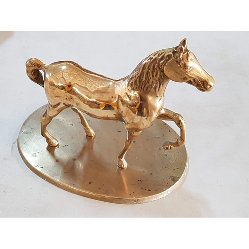 63 - Large Heavy Brass Horse on Base