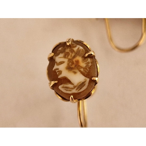 730 - Pair of Vintage 9ct Gold Cameo Earrings with Screw Backs, (Approx. 2.0g Total Weight, 11 x 9mm Overa... 