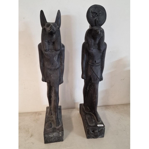 719 - 2 x Egyptian Statues; Anubis, the God Of Death and Sekhmet, The Goddess of Destruction and Healing, ... 