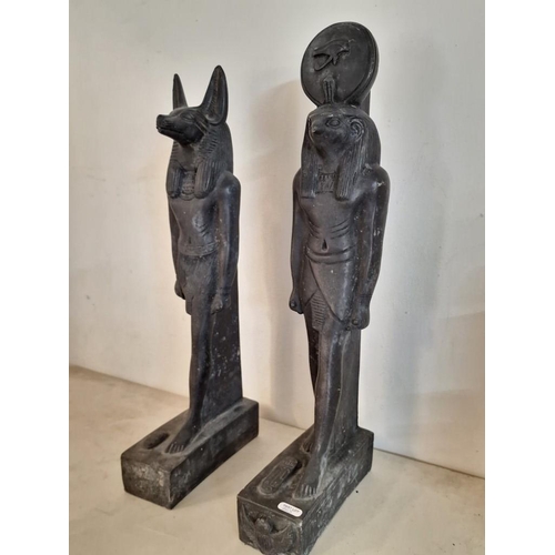 719 - 2 x Egyptian Statues; Anubis, the God Of Death and Sekhmet, The Goddess of Destruction and Healing, ... 