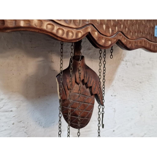 724 - Giant / Oversized Cuckoo Clock, Wall Hanging Chalet Style with Carved Wood Animals & Trees, 'P.A.E' ... 