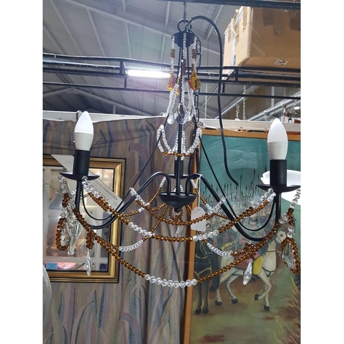 740 - Retro Style Metal 3-Arms Chandelier Decor by Local Artist