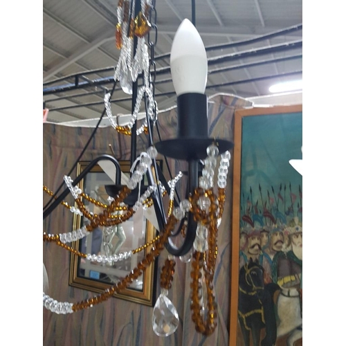 740 - Retro Style Metal 3-Arms Chandelier Decor by Local Artist