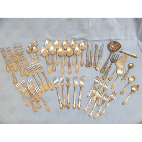 741 - Agra - 100 - A Heavily Silver Plated Cutlery with Baroque Decor (Approx 50pcs)