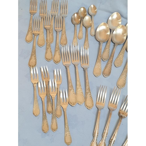 741 - Agra - 100 - A Heavily Silver Plated Cutlery with Baroque Decor (Approx 50pcs)