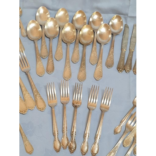 741 - Agra - 100 - A Heavily Silver Plated Cutlery with Baroque Decor (Approx 50pcs)