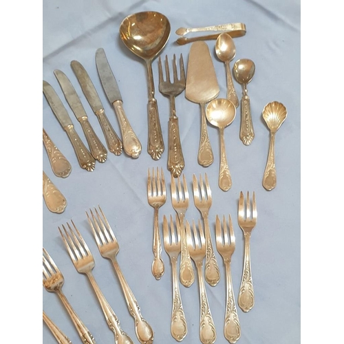 741 - Agra - 100 - A Heavily Silver Plated Cutlery with Baroque Decor (Approx 50pcs)