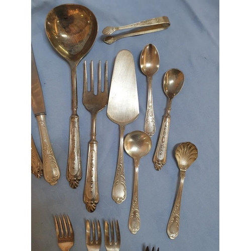 741 - Agra - 100 - A Heavily Silver Plated Cutlery with Baroque Decor (Approx 50pcs)