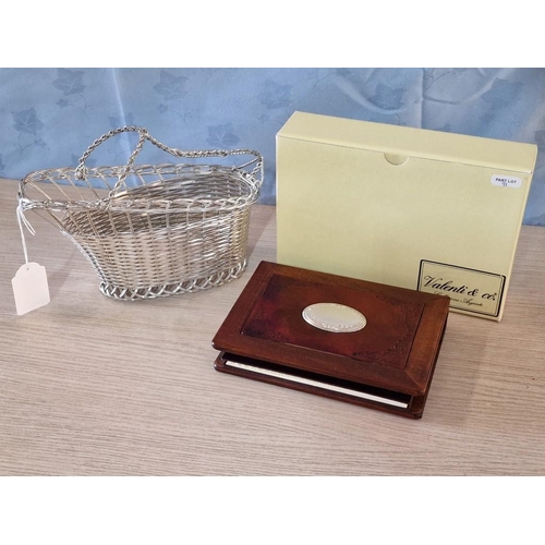 747 - Valenti & Co 'Book Style' Wood Address Book and Calculator with Leather Effect & Silver Decoration, ... 