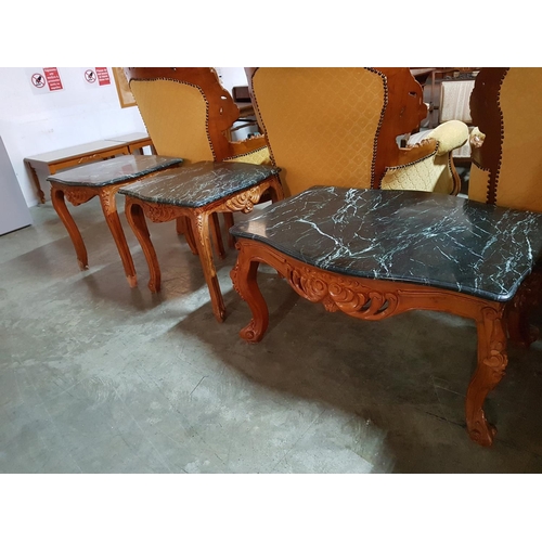 752 - Classical Style Coffee Table Set; Coffee Table (96 x 72 x 50cm) and 2 x Side Tables (59 x 60 x 58cm ... 