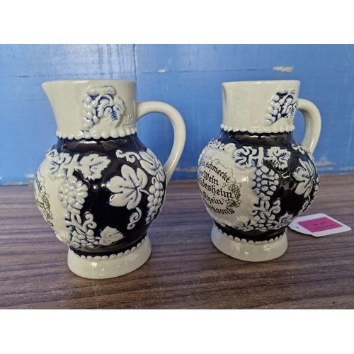 755 - Pair of Vintage German Porcelain Beer Steins / Jugs with Handles, (2)