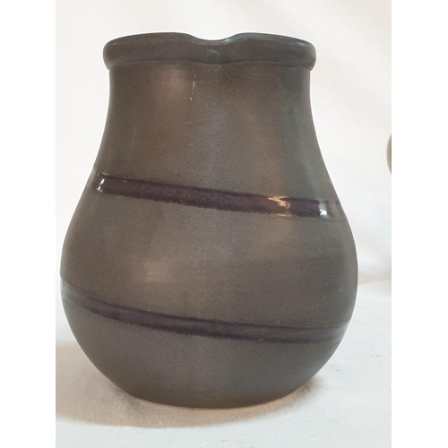 816 - Modern Grey, Ceramic Wine Jug (H:17.5cm) and a Vintage Style Decorated with Grapes Pattern (H:19.5cm... 