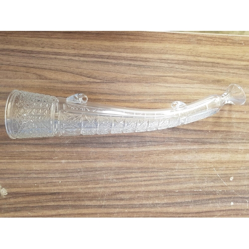 828 - Georgian Cut Glass Horn Ornament (L:45cm)