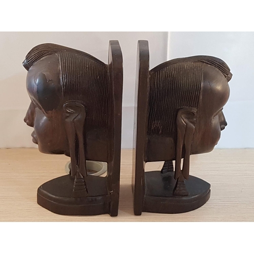 58 - Pair of Heavy African Carved Book Ends