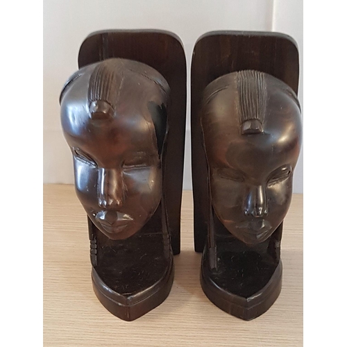 58 - Pair of Heavy African Carved Book Ends