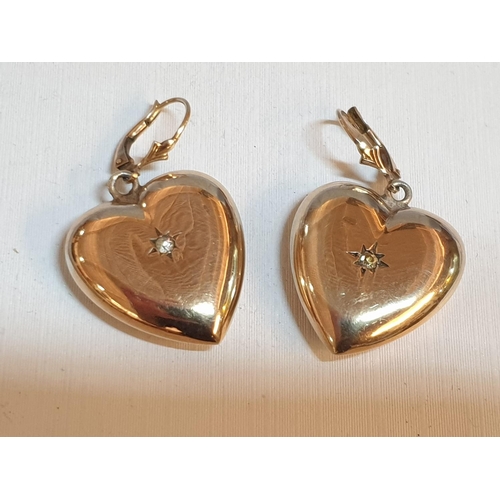 148 - Silver Jewelery Collection of (.925) Earrings Heart Shape Dangling, Total Weight 7gr, Size of Heart ... 